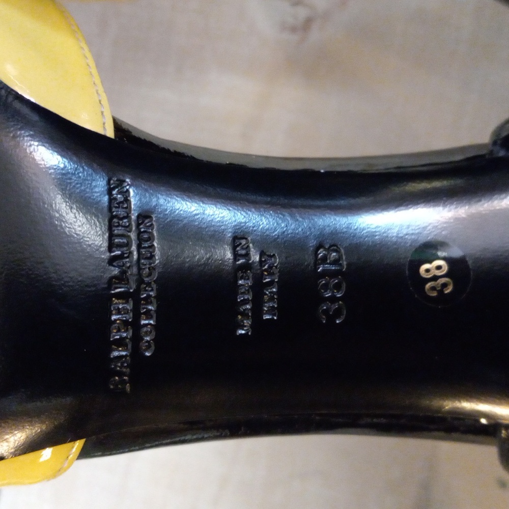 RALPH LAUREN COLLECTION Purple Label Black and Yellow Heels - Picture 10 of 12